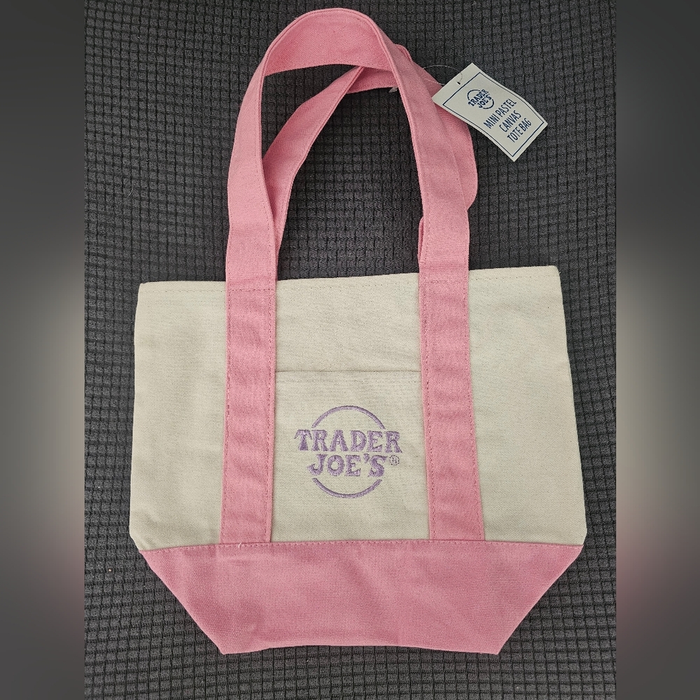 Trader Joe’s Mini Canvas Tote - Spring Pastel Pink